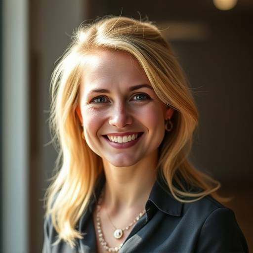 Portrait de Claire Martin, Assistante administrative, avec un sourire chaleureux et accueillant.