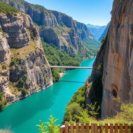 Une vue des Gorges du Verdon, avec des eaux turquoise et des falaises abruptes.